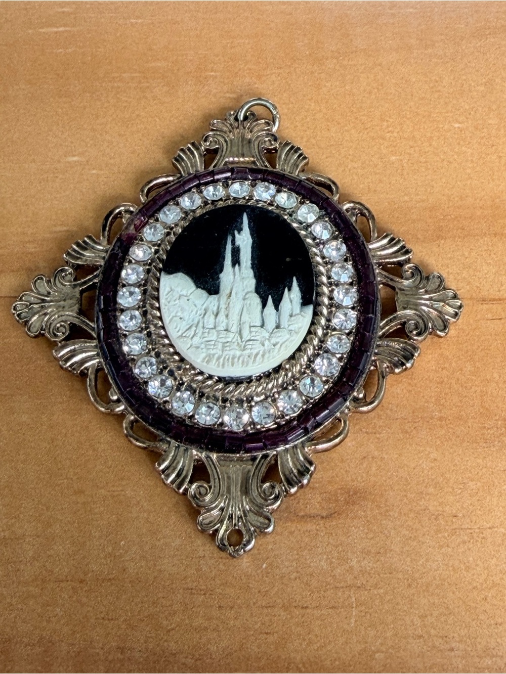 Cosplay Castle Pendant Faux Cameo Black And White